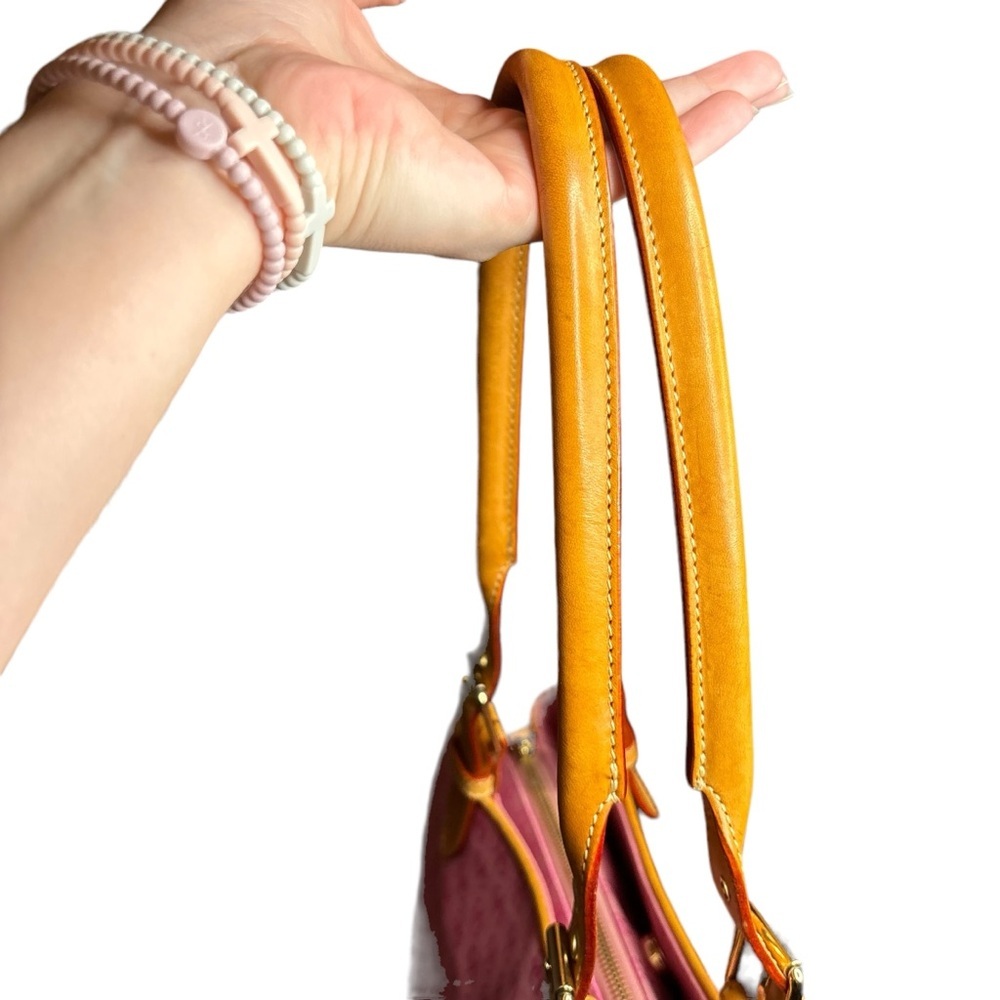 Dooney & Bourke Set DB Logo Canvas Leather w/Pouche and Card Holder Pink (3) - Picture 4 of 16